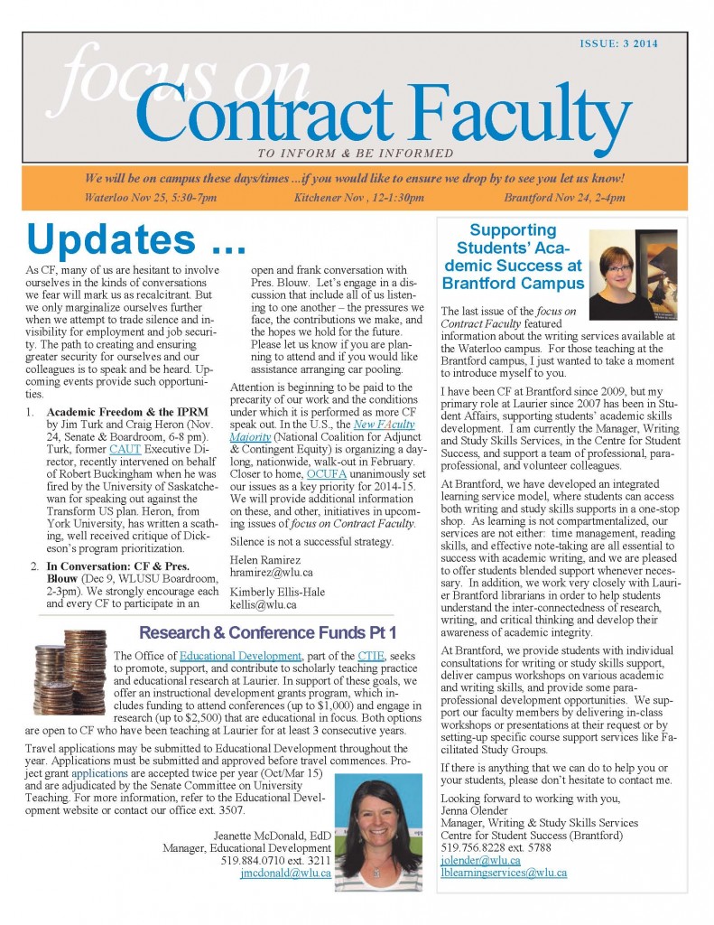 focus on Contract Faculty Issue 3