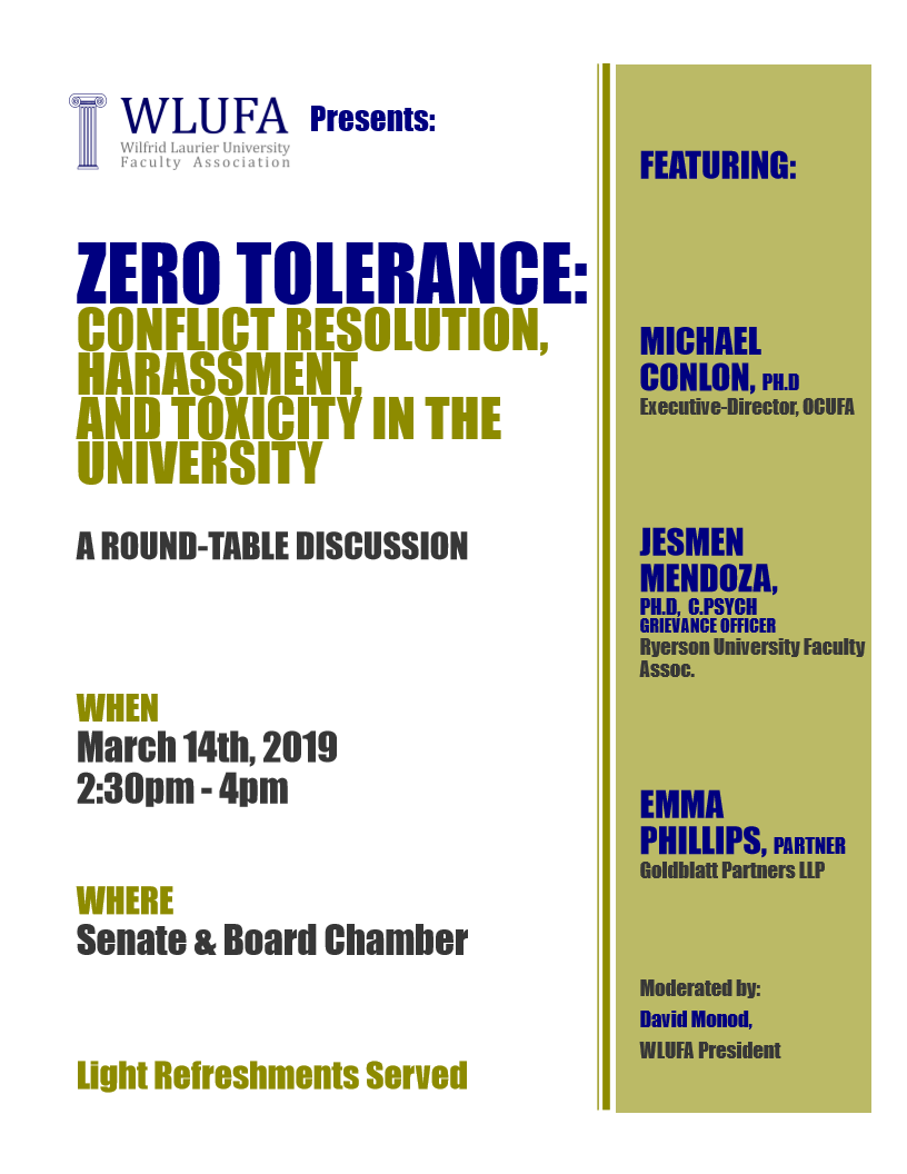 March 14 Round-table: Workplace Harassment and Conflict Resolution