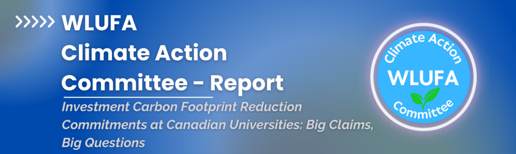 Banner graphic for WLUFA Climate Action Committee Report